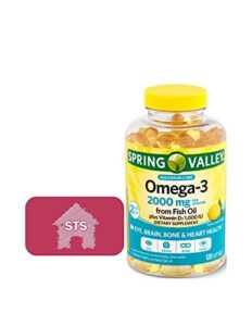 spring valley omega-3 from fish oil 2000 mg, maximum care, 120 count + sts fridge magnet.