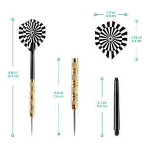 Accmor Steel Tip Darts, Professional Metal Darts, Darts Metal Tip Set, Metal Darts for Dartboard,18 pcs