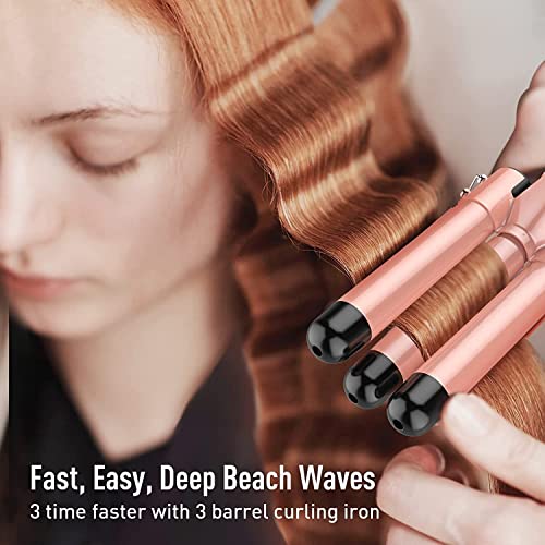 Waver Curling Iron Curling Wand - BESTOPE PRO 5 in 1 Curling Wand Set with 3 Barrel Hair Crimper for Women, Fast Heating Crimper Wand Curler in All Hair Type