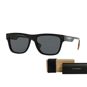 BURBERRY BE4293 377381 56M Black/Polarized Grey Square Sunglasses For Men+ BUNDLE with Designer iWear Complimentary Care Kit