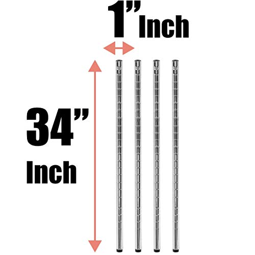 Regal Altair Chrome Wire Shelving Posts | Pack of 4 Posts | NSF Commercial Heavy Duty (Chrome Wire Shelving Posts, 34''H)