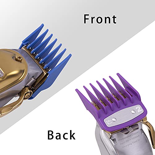 Professional 10 Color Coded Comb Attachment，Metal Hair Clipper Guards Cutting Guides/Combs，from 1/16inch to 1inch，Compatible with Wahl Clippers Combs