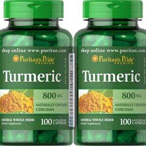 Puritan's Pride Turmeric 800 mg 100 Capsules (2 Pack)