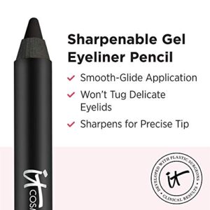 IT Cosmetics Superhero No-Tug Gel Eyeliner, Super Black - Intense Ultra-Black - Waterproof, Blendable Formula - Sharpenable Pencil - 0.042 oz