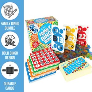 Regal Games - Family Bingo Bundle - Includes 100 Unique Bingo Cards, 75 Jumbo Calling Cards, 1000 Colorful Chips - Fun Family-Friendly Game - Ideal for Large Groups, Parties, Game Nights - Ages 8+