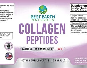 Collagen Peptides Complex Type I, III For Healthy Hair, Skin, Nails, Joints - Hydrolyzed Collagen Capsules Supplement - 30 Day Supply