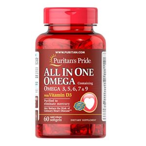 puritans pride all in one omega 3, 5, 6, 7 and 9 with vitamin d3, 60 count(pack of 1)