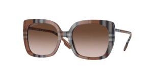 caroll be4323 400513 54mm check brown/gradient brown square sunglasses for women + bundle with designer iwear complimentary eyewear kit
