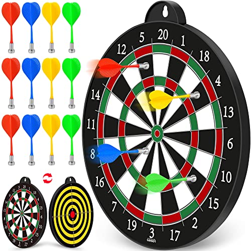 GaHoo Magnetic Dart Board, Safe Dart Game Toy for Kids, 12pcs Magnetic Darts, Excellent Indoor Game and Party Game, Double Sided Dart Board Toys Gifts for 4 5 6 7 8 9 10 -12 Years Old Boy Girl Adults