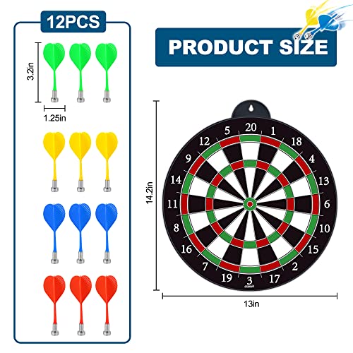 GaHoo Magnetic Dart Board, Safe Dart Game Toy for Kids, 12pcs Magnetic Darts, Excellent Indoor Game and Party Game, Double Sided Dart Board Toys Gifts for 4 5 6 7 8 9 10 -12 Years Old Boy Girl Adults