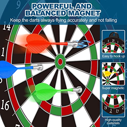 GaHoo Magnetic Dart Board, Safe Dart Game Toy for Kids, 12pcs Magnetic Darts, Excellent Indoor Game and Party Game, Double Sided Dart Board Toys Gifts for 4 5 6 7 8 9 10 -12 Years Old Boy Girl Adults