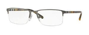 burberry be1282 1008 55m brushed gunmetal rectangle eyeglasses for men for women+ bundle with designer iwear complimentary care kit