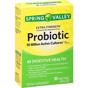 spring valley 10x digestive care probiotic dietary supplement capsules, 30 count