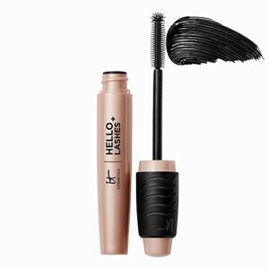 it cosmetics hello lashes+ volumizing mascara & lash serum – easy-to-remove formula – with biotin, argan oil & jojoba oil – 0.27 fl oz