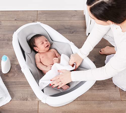 Regalo Baby Basics 3-in-1 Grow with Me Bath Tub, Adjustable As Your Baby Grows, Includes Foam Padded Air Mesh Sling, Drying Hook,