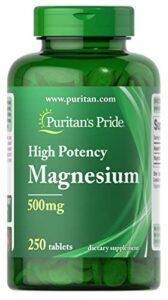 puritans pride magnesium 500 mg-250 tablets, 250 count