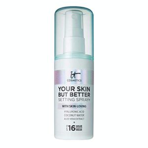 it cosmetics your skin but better setting spray+ – protects makeup, controls shine, provides hydration – 16-hour hold – with hyaluronic acid, coconut water & aloe vera – 3.4 fl oz