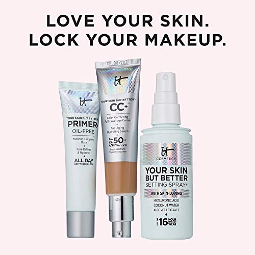 IT Cosmetics Your Skin But Better Setting Spray+ - Protects Makeup, Controls Shine, Provides Hydration - 16-Hour Hold - With Hyaluronic Acid, Coconut Water & Aloe Vera - 3.4 fl oz