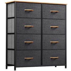 yitahome dresser with 8 drawers – fabric storage tower, organizer unit for bedroom, living room, hallway, closets & nursery – sturdy steel frame, wooden top & easy pull fabric bins