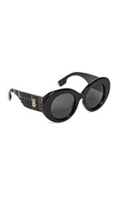 burberry margot be 4370u 300187 black plastic round sunglasses grey lens