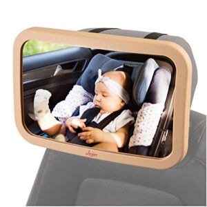 lusso gear baby backseat mirror for car. largest and most stable mirror with premium matte finish, crystal clear view of infant in rear facing car seat – secure and shatterproof (tan)