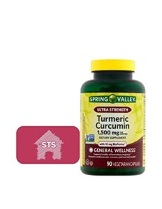 spring valley turmeric curcumin, ultra strength, 1,500 mg, 90 count + sts fridge magnet.