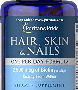 Puritan's Pride Hair Skin Nails One Per Day Formula60 Softgels, 60 Count (55554)