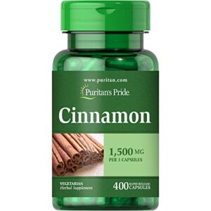 puritans pride cinnamon 500 mg, helps support sugar metabolism, 400 count
