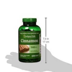 Puritans Pride Cinnamon 500 Mg, Helps Support Sugar Metabolism, 400 Count