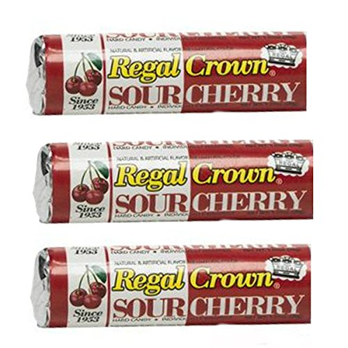 Regal Crown Hard Candy 3 Pack - Sour Cherry Flavor - Individually Wrapped