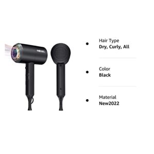 SHRATE Ionic Hair Dryer, Professional Salon Negative Ions Blow Dryer, Powerful 1800W for Fast Drying, 3 Heating/ 2 Speed, Cool Button, Damage Free Hair with Constant Temperature, Low Noise, Black