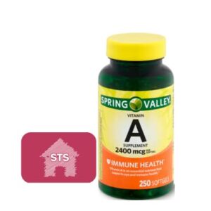 Spring Valley Vitamin A Supplement 2400 mcg, 250 Count + STS Fridge Magnet.