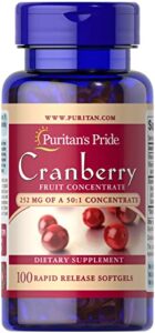 puritans pride triple strength cranberry fruit concentrate 12,600 mg, supports urinary and bladder health, 100 count
