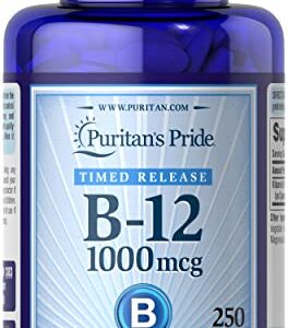 Puritans Pride Vitamin B-12 1000 Mcg Timed Release Caplets, 250 Count