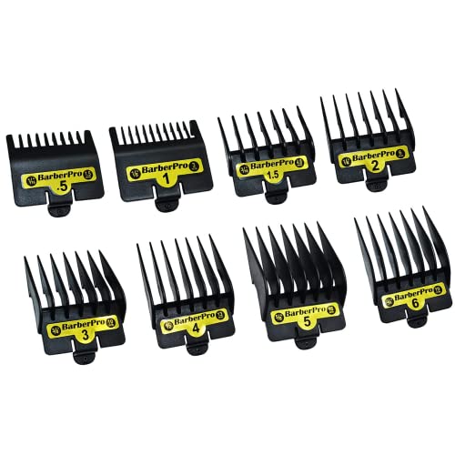 Hair Clippers Cutting Guides Guards Comb Set - From 1/16 Inch to 3/4 Inch , Compatible with Most BaByliss Clippers (Pack of 8 ) . Black