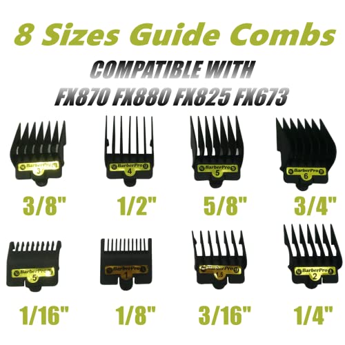 Hair Clippers Cutting Guides Guards Comb Set - From 1/16 Inch to 3/4 Inch , Compatible with Most BaByliss Clippers (Pack of 8 ) . Black