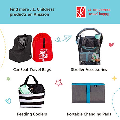 J.L. Childress DELUXE Gate Check Bag for Single & Double Strollers - Premium Heavy-Duty Durable Air Travel Bag, Adjustable Shoulder Straps - Fits Most Single & Double Strollers, Grey
