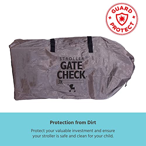 J.L. Childress DELUXE Gate Check Bag for Single & Double Strollers - Premium Heavy-Duty Durable Air Travel Bag, Adjustable Shoulder Straps - Fits Most Single & Double Strollers, Grey