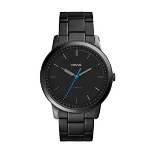 fossil men’s minimalist quartz stainless steel three-hand watch, color: black (model: fs5308)