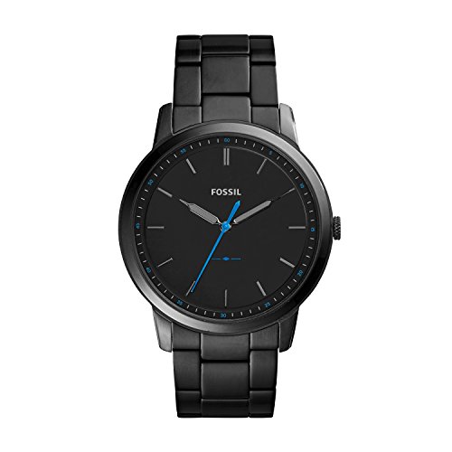 Fossil Men's Minimalist Quartz Stainless Steel Three-Hand Watch, Color: Black (Model: FS5308)