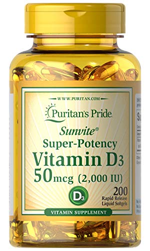 Vitamin D3 50mcg (2,000 IU) Bolsters Immune Health by Puritan's Pride for Support of Immune Health and Healthy Bones and Teeth 200 Softgels