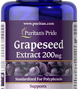 Puritans Pride Grapeseed Extract 200 Mg Capsules, 120 Count