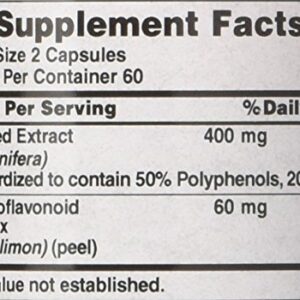 Puritans Pride Grapeseed Extract 200 Mg Capsules, 120 Count