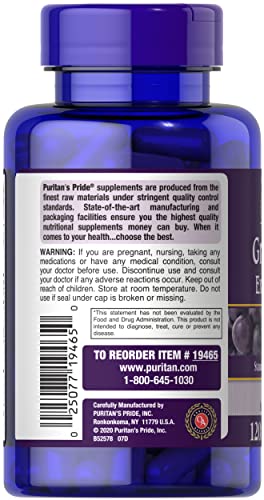 Puritans Pride Grapeseed Extract 200 Mg Capsules, 120 Count