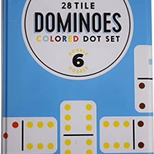 Regal Games - Double 6 Dominoes - Colored Dots Set - Fun Family-Friendly Dominoes Game - Includes 28 Tiles & Collector’s Tin - Ideal for 2-4 Players Ages 8 for Kids and Adults