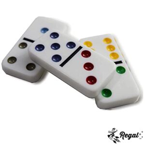 Regal Games - Double 6 Dominoes - Colored Dots Set - Fun Family-Friendly Dominoes Game - Includes 28 Tiles & Collector’s Tin - Ideal for 2-4 Players Ages 8 for Kids and Adults