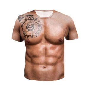 unisex 3d shirts summer holiday short sleeve rude boobs printed casual tee tops (2xl, brown)
