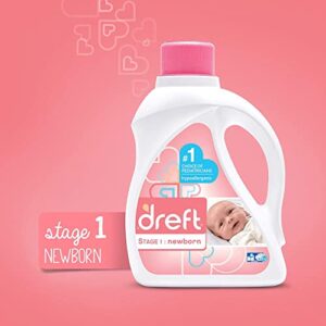 Dreft Stage 1: Newborn Hypoallergenic Baby Laundry Detergent Liquid Soap (HE), Natural for Baby, Newborn, or Infant, 46 Fl Oz, (Pack of 2)