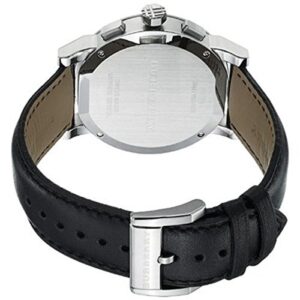 SALE! Authentic Burberry LUXURY Chronograph Watch Men Unisex The City Black Leather Silver Date Dial BU9355