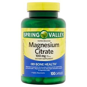 spring valley – magnesium citrate 100 mg, rapid-release, 100 capsules